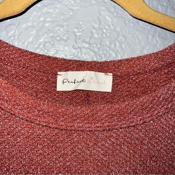 Perfect Peach Womens Crew Neck Balloon Sleeve Knitted Sweater Shirt Medium/Large - Picture 10 of 10